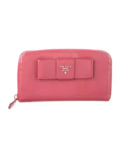 Pre-owned Prada Saffiano Lux Leather Continental Wallet In Red