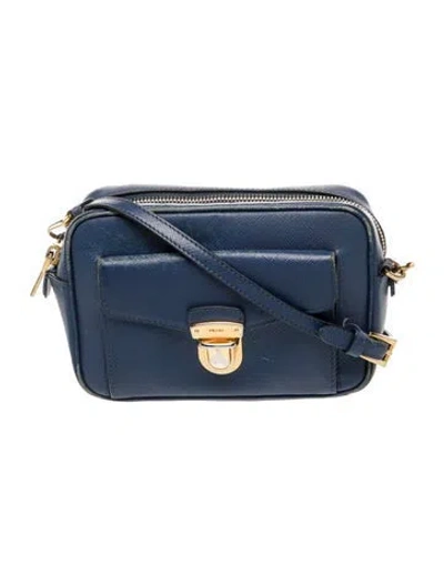 Pre-owned Prada Saffiano Lux Leather Crossbody Bag In Blue