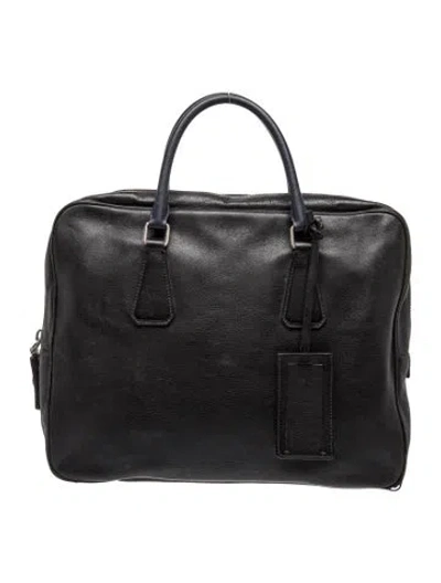 Pre-owned Prada Saffiano Lux Leather Galleria Double Zip Large In Black