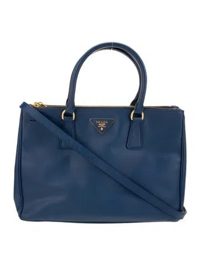 Pre-owned Prada Saffiano Lux Leather Galleria Tote Large In Blue