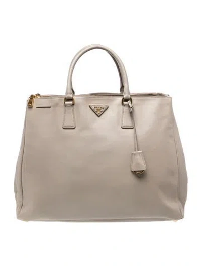 Pre-owned Prada Saffiano Lux Leather Galleria Tote Xl In Neutral