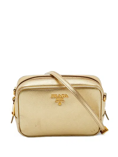 Pre-owned Prada Saffiano Lux Leather Mini Bag In Gold