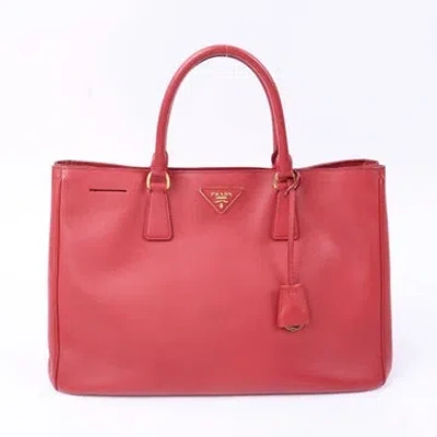 Pre-owned Prada Saffiano Lux Leather Saffiano Lux Tote In Red