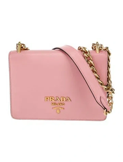 Pre-owned Prada Saffiano Lux Leather Shoulder Bag In Pink