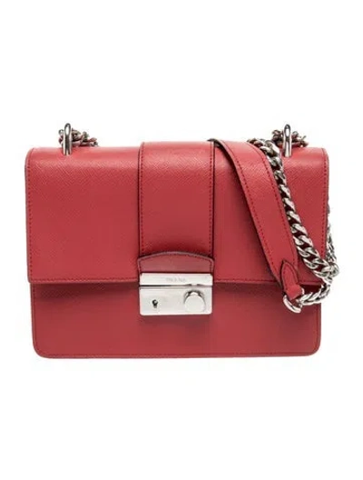 Pre-owned Prada Saffiano Lux Leather Sound In Red