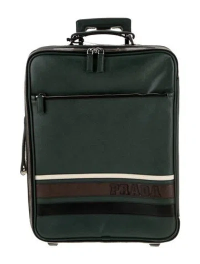 Pre-owned Prada Saffiano Lux Leather Suitcase In Green