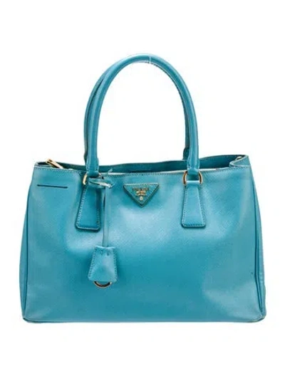 Pre-owned Prada Saffiano Lux Leather Tote In Blue