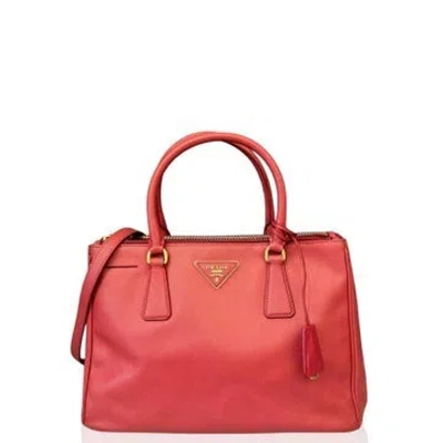 Pre-owned Prada Saffiano Lux Leather Tote Medium In Red