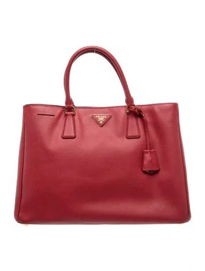 Pre-owned Prada Saffiano Lux Leather Tote In Red