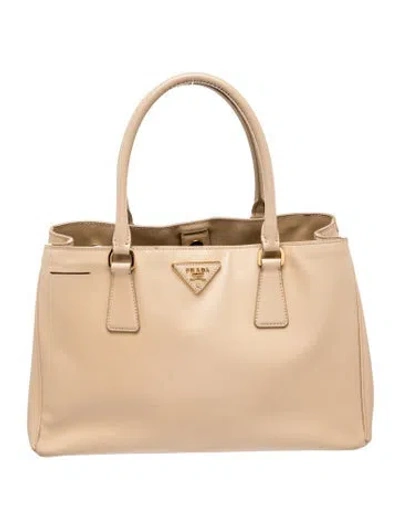 Pre-owned Prada Saffiano Lux Leather Tote Vintage In Neutral