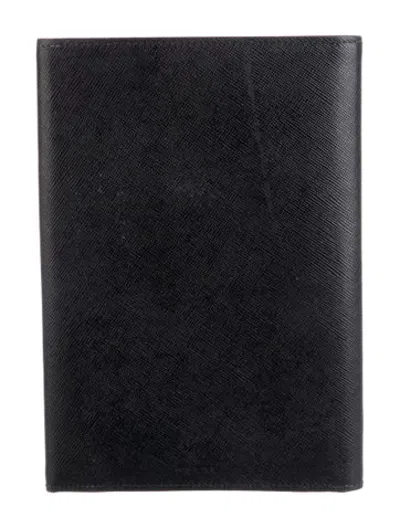 Pre-owned Prada Saffiano Lux Leather Trifold Wallet In Black