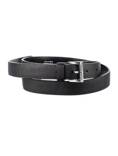 Pre-owned Prada Saffiano Lux Leather Waist Belt In Black