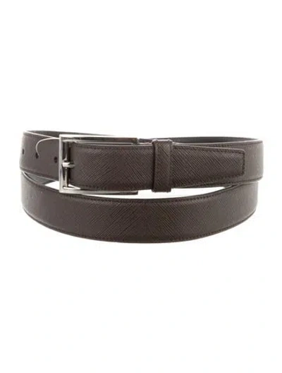 Pre-owned Prada Saffiano Lux Leather Waist Belt In Brown