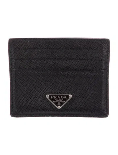 Pre-owned Prada Saffiano Lux Leather Wallet In Black