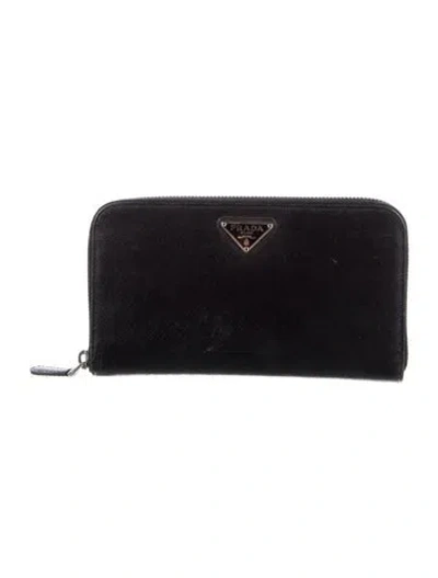 Pre-owned Prada Saffiano Lux Leather Wallet In Black