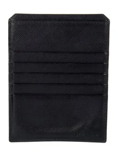 Pre-owned Prada Saffiano Lux Leather Wallet In Black