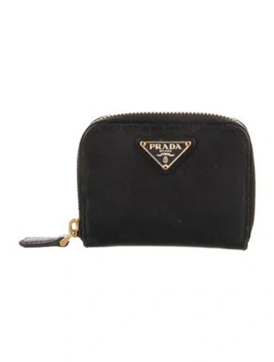 Pre-owned Prada Saffiano Lux Leather Wallet In Black