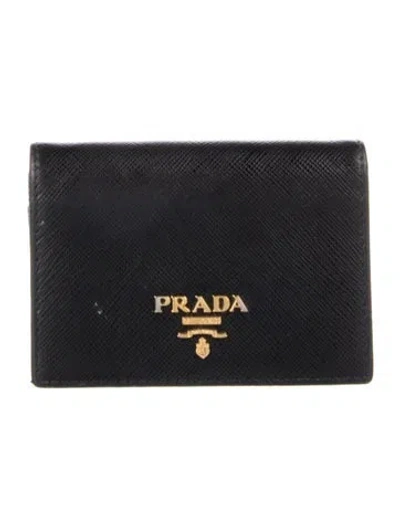 Pre-owned Prada Saffiano Lux Leather Wallet In Black