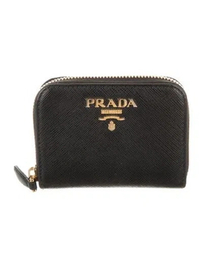 Pre-owned Prada Saffiano Lux Leather Wallet In Black