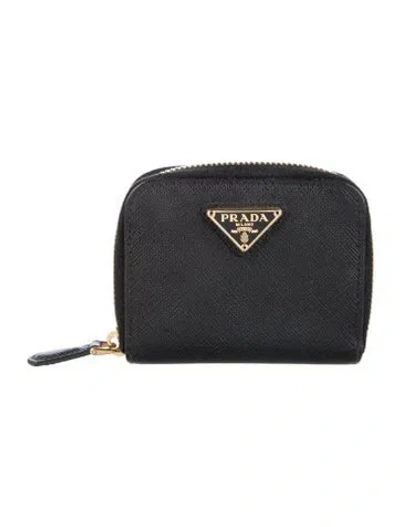 Pre-owned Prada Saffiano Lux Leather Wallet In Black