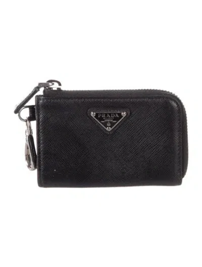 Pre-owned Prada Saffiano Lux Leather Wallet In Black