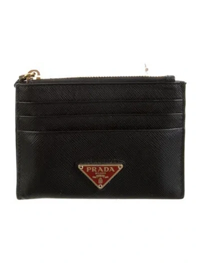 Pre-owned Prada Saffiano Lux Leather Wallet In Black