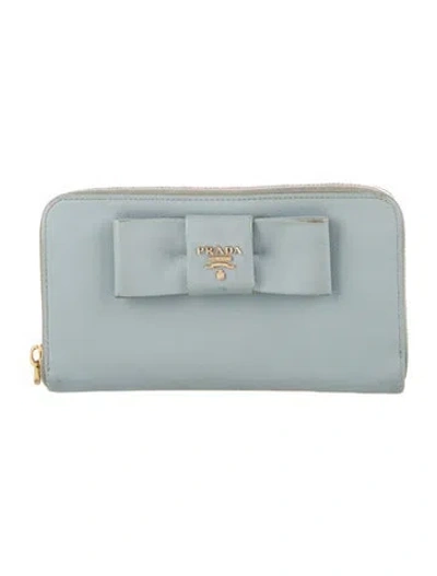 Pre-owned Prada Saffiano Lux Leather Wallet In Blue