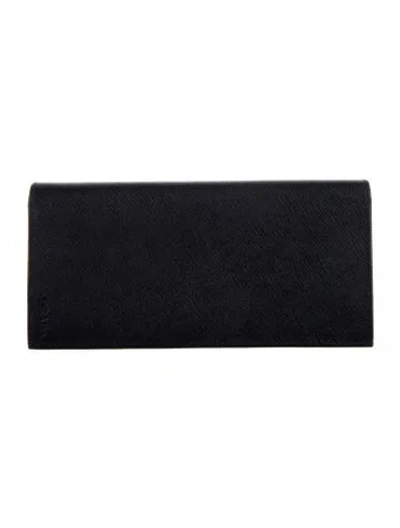 Pre-owned Prada Saffiano Lux Leather Wallet In Blue