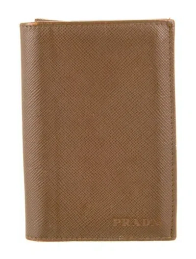 Pre-owned Prada Saffiano Lux Leather Wallet In Brown
