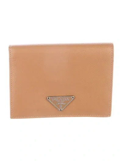 Pre-owned Prada Saffiano Lux Leather Wallet In Brown