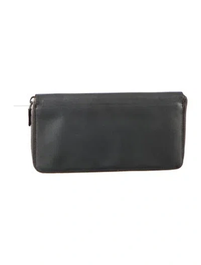 Pre-owned Prada Saffiano Lux Leather Wallet In Gray