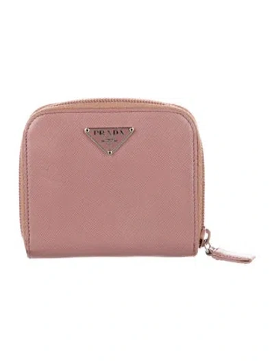 Pre-owned Prada Saffiano Lux Leather Wallet In Pink