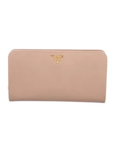 Pre-owned Prada Saffiano Lux Leather Wallet In Pink