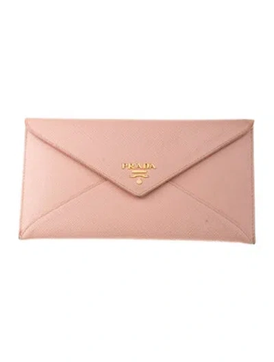 Pre-owned Prada Saffiano Lux Leather Wallet In Pink