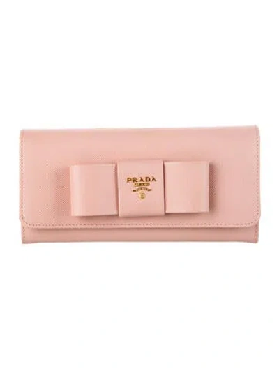 Pre-owned Prada Saffiano Lux Leather Wallet In Pink