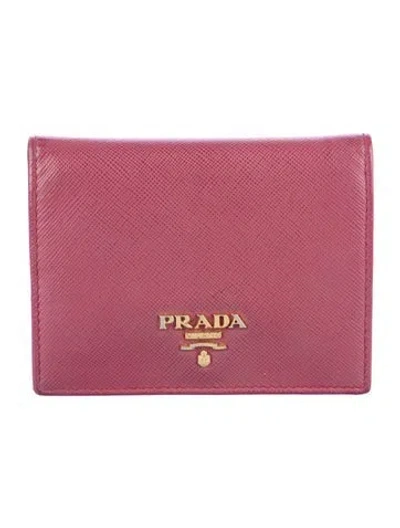Pre-owned Prada Saffiano Lux Leather Wallet In Pink