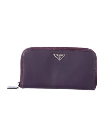 Pre-owned Prada Saffiano Lux Leather Wallet In Purple