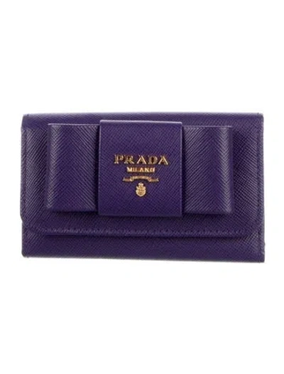 Pre-owned Prada Saffiano Lux Leather Wallet In Purple