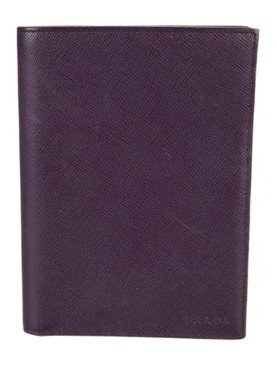 Pre-owned Prada Saffiano Lux Leather Wallet In Purple
