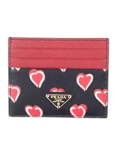 Pre-owned Prada Saffiano Lux Leather Wallet In Red