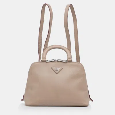 Pre-owned Prada Saffiano Lux Promenade Backpack In Brown