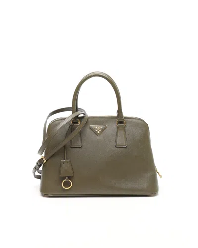 Prada Saffiano Lux Promenade Top Handle Bag In Green