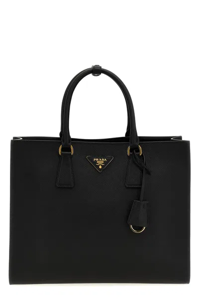 Prada Large Saffiano Leather Handbag In Black