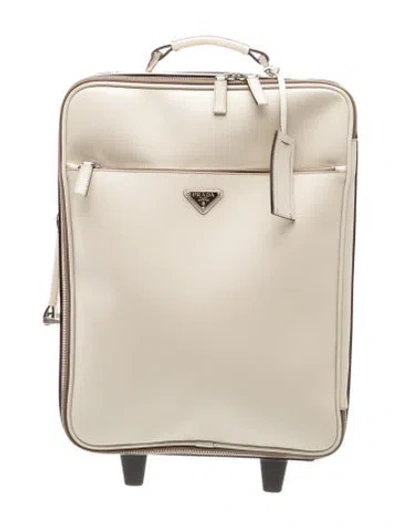 Pre-owned Prada Saffiano Lux Suitcase In Neutral