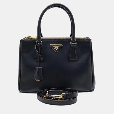 Pre-owned Prada Saffiano Lux Tote & Shoulder Bag In Black