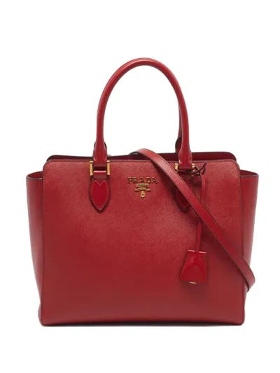 Pre-owned Prada Saffiano Lux Tote Bag In レッド