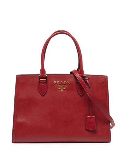 Pre-owned Prada Saffiano Lux Tote Bag In Red