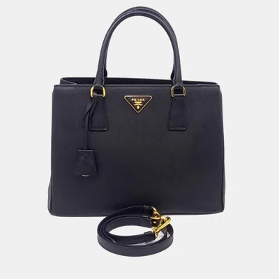 Pre-owned Prada Saffiano Luxe Tote And Shoulder Bag In Black