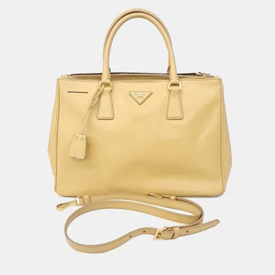 Pre-owned Prada Saffiano Luxe Tote And Shoulder Bag (bn2274) In Yellow