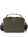Prada Brique Saffiano Leather Bag In Green